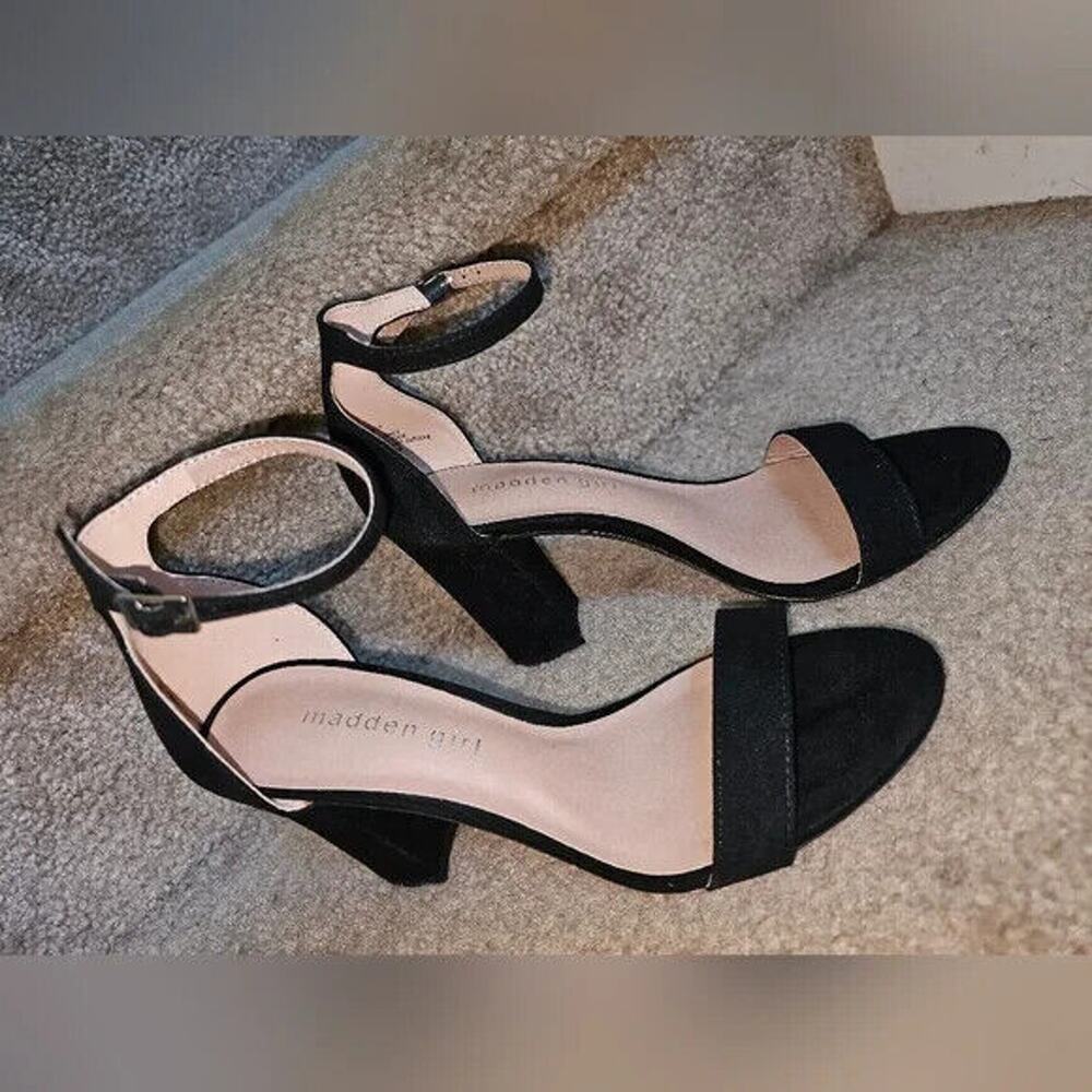 Madden Girl Beela Women's Size 7 Black High Heel Ankle Strap Sandal Dress Shoes